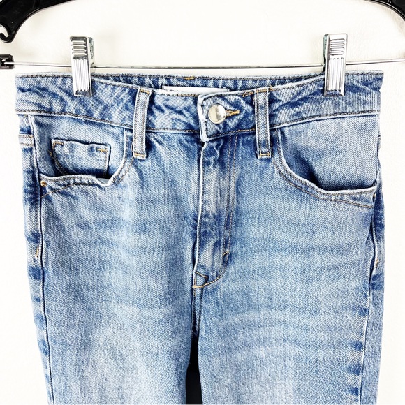 ZARA High Rise  Ripped Distressed Ankle Split Fray Hem Jeans, Size 0 - Picture 6 of 15